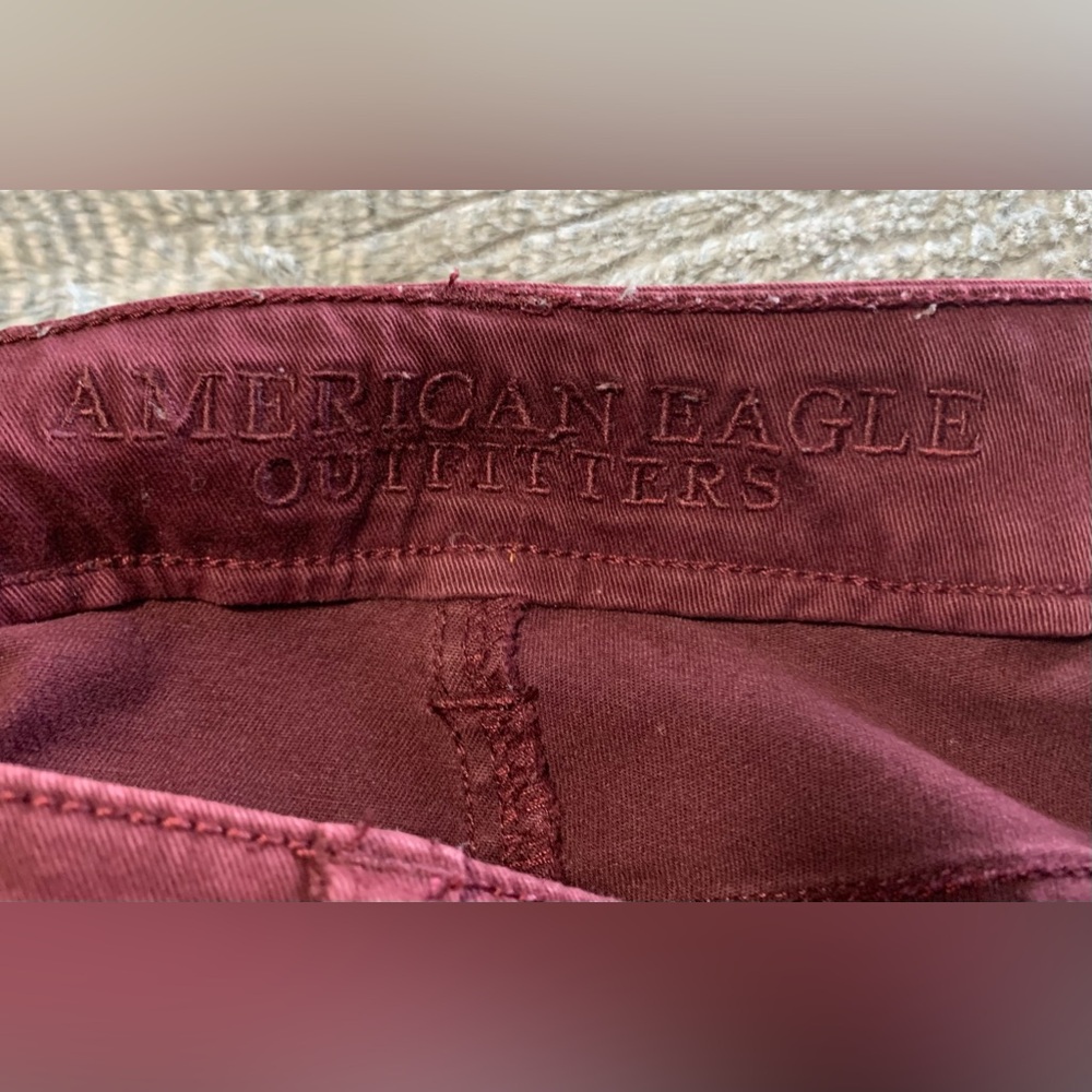 3/$30 American Eagle Outfitters Burgundy High Rise Jeggings Skinny Fit - Picture 13 of 14
